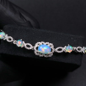Infinity Fire Opal Bolo Bracelet, Sterling Silver Adjustable Gemstone Bracelet, October Birthstone Graduated Jewelry