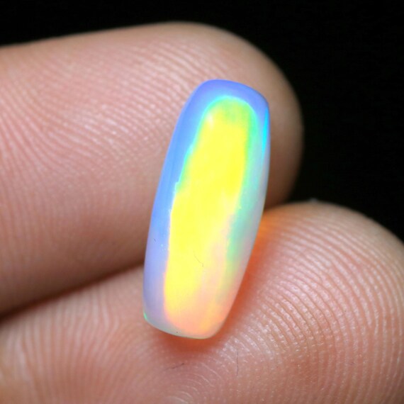 Ethiopian Opal Gemstone, Cushion Shape, Multi Fire Welo Opal Cabochon (15x6.30x5.60 MM)