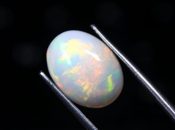 Ethiopian Welo Opal Gemstone, Oval Fire Opal Cabochon, 3.80 CT