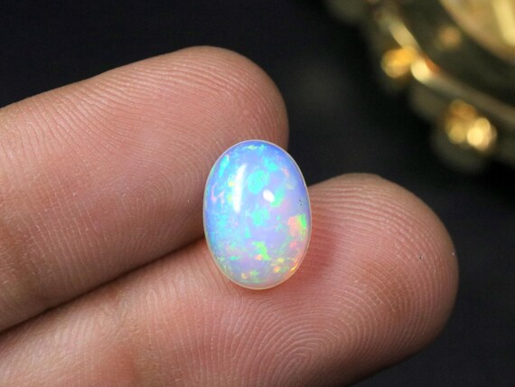 Natural Oval Opal Cabochon Loose Stone | Multi Color Fire Opal Gemstone | October Birthstone Gift