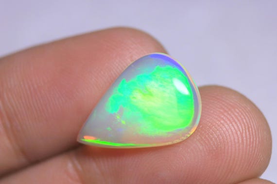 AAA Welo Opal Cabochon: 4.40 CT Pear Ethiopian Fire Opal