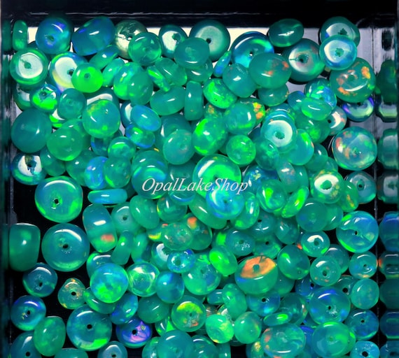 Ethiopian Opal Rondelle Beads: 3-5mm Smooth Green Gemstone