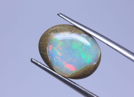 Rare Opal Cabochon: 2.00 Carat Ethiopian Fire Boulder Opal Gemstone For Jewelry, October Birthstone