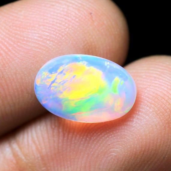 3.00 CT Ethiopian Opal Cabochon, Natural Welo Fire Opal, Oval Healing Gemstone (12.80x8.60x4.40 MM)