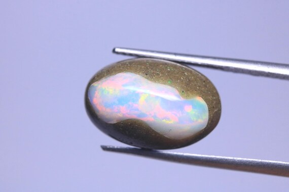 Genuine Opal Cabochon: 5.40 Carat Ethiopian Fire Boulder Opal Gemstone For Jewelry, October Birthstone