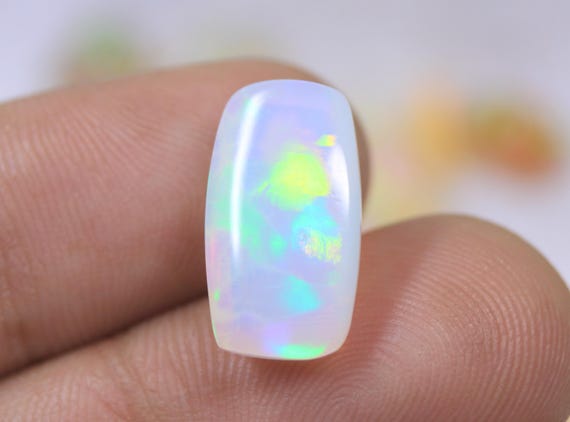 Rare Ethiopian Opal Cushion Cabochon: 4.90 CT Genuine Multicolor Jelly Opal Gemstone For Jewelry
