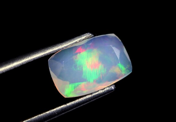 Rainbow Ethiopian Welo Opal Gemstone: 1.20 CT Cushion Cut, Galaxy Fire (9.30x6x3 MM)