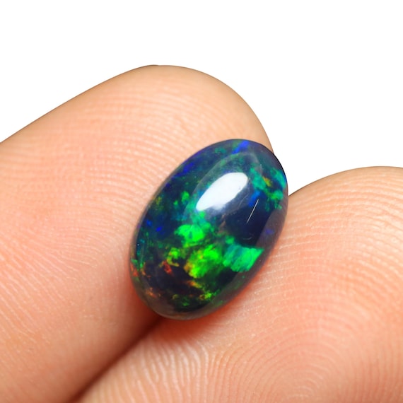 Natural Ethiopian Opal Cabochon, Galaxy Fire Gemstone (11.80x7.80x3.70 MM)