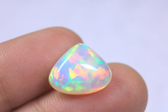 Crystal Fire Unique Opal Loose Cabochon: 6.05 Carat Natural Rare Ethiopian Opal Jewelry Gemstone