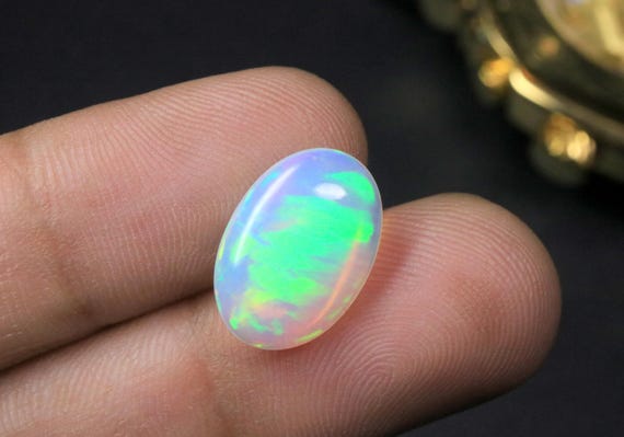 AAA Ethiopian Crystal Opal Oval Cabochon, 4.10 Carat October Birthstone Loose Gem for Jewelry