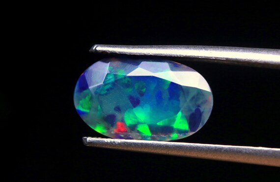 AAA+ Multi Fire Honeycomb Opal Faceted Gemstone, 1.45 CT Natural Unique Welo Opal Stone