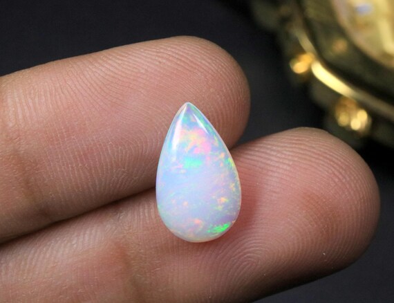 AAA Ethiopian Crystal Opal Pear Cabochon, 2.50 Carat October Birthstone Loose Gem for Jewelry