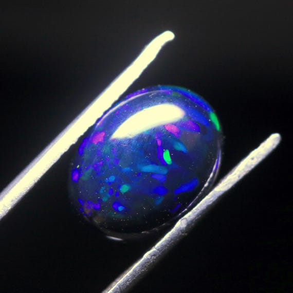 AAA Ethiopian Black Opal Cabochon, Blue Fire Gemstone (2.85 CT, 12.5mm)