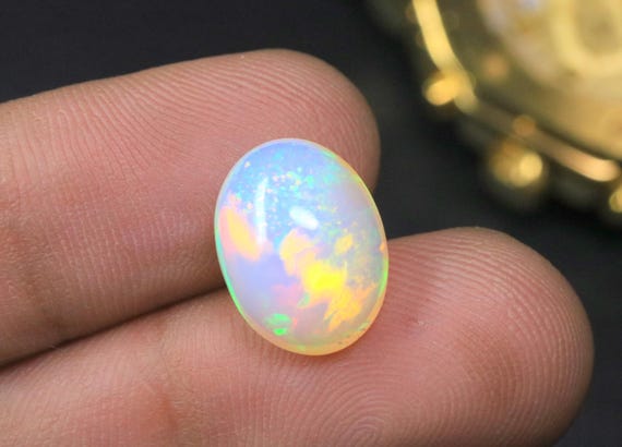 Natural Fire Ethiopian Opal Cabochon, 4.65 CT Oval Welo Opal Loose Gemstone for Ring