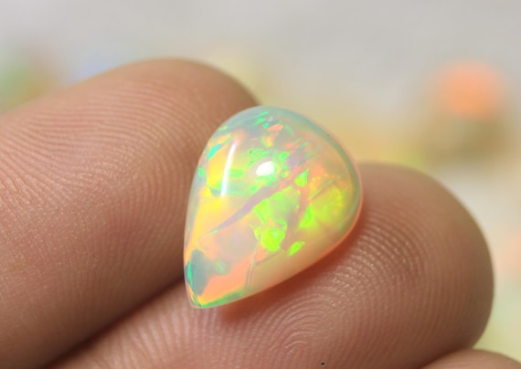 Ethiopian Welo Opal Cabochon: 4.25 CT Pear Shape Opal Loose Gemstone