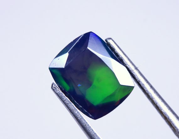 1.55 CT Welo Ethiopian Black Opal, AAA Cushion Cut Gemstone