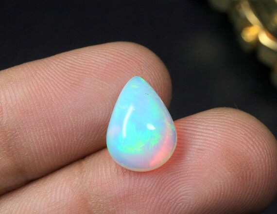 AAA+ Natural Pear Shape Ethiopian Welo Opal Cabochon, Multi Fire Loose Gemstone For Jewelry
