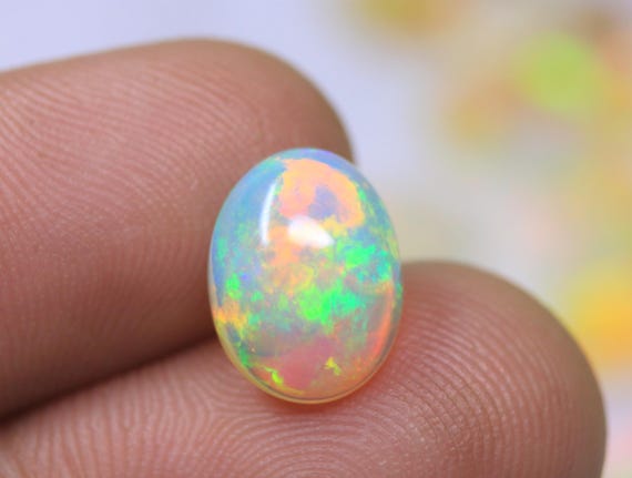 AAA+ Quality Natural Fire Opal Cabochon, 2.50 Carat Oval Ethiopian Opal Gemstone For Jewelry