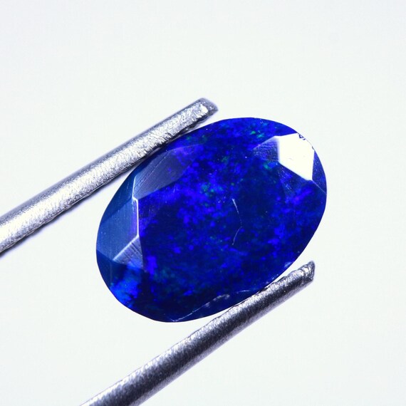 Ethiopian Welo Opal, 1.20 CT Black Opal Stone, Faceted Oval Gemstone (8.70x6x4.50 MM)