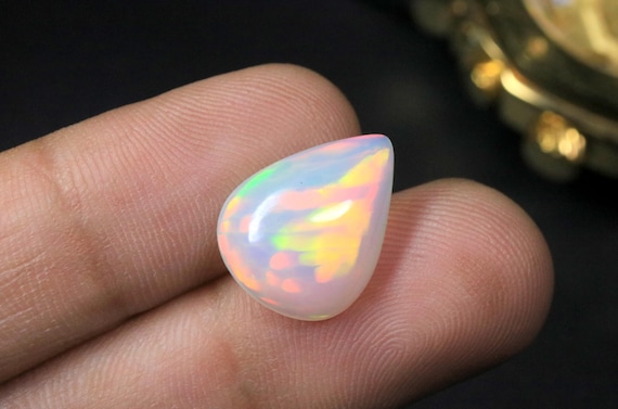AAA Natural Pear Honeycomb Ethiopian Welo Opal Cabochon, Teardrop Loose Gemstone, October Birthstone
