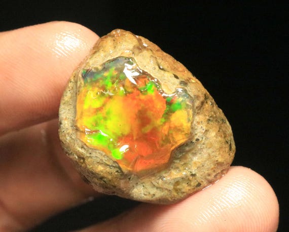 Ethiopian Crystal Opal Rough: 47 Carat Fire Opal Gemstone