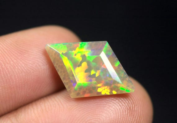 Honeycomb Ethiopian Opal Faceted Gemstone: 5.50 CT Natural Fire Brown Opal For Jewelry Making