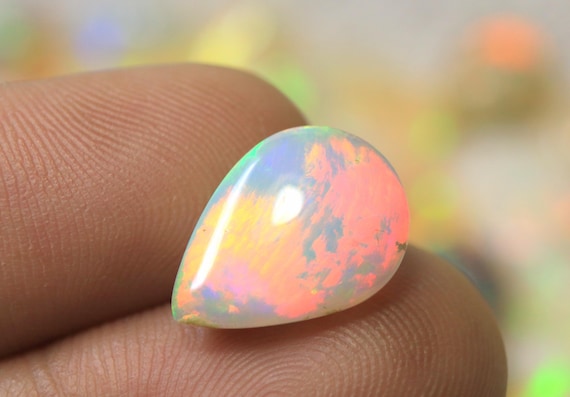 Ethiopian Welo Opal Cabochon: 4.20 CT Pear Shape Opal Loose Gemstone