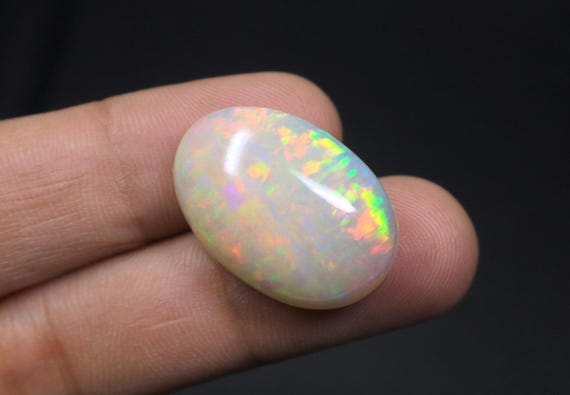 Ethiopian Flash Opal Oval Cabochon, 20.30 Carat Rare Multi Flashy Fire Opal Loose Gemstone