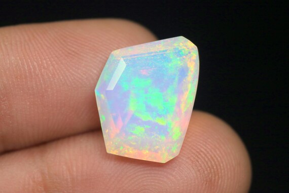 Faceted Ethiopian Opal Fancy Gemstone: 6.10 CT Multi Fire Opal Loose Stone Jewelry Making