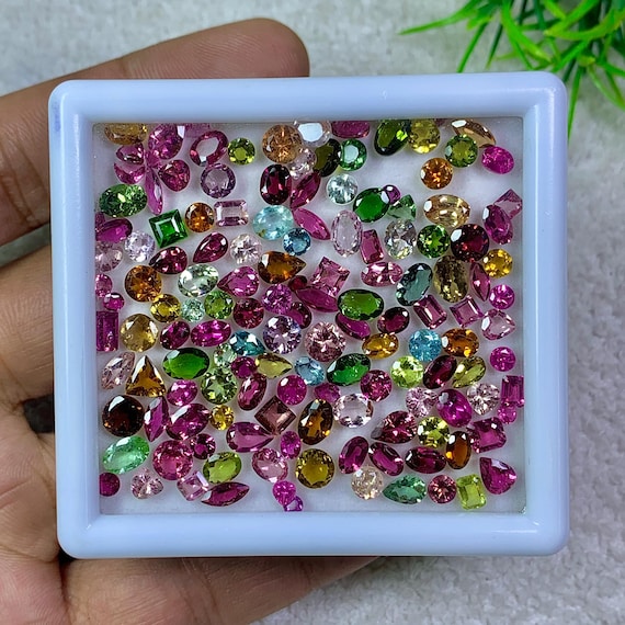 AAA Tourmaline Mix Shape Gemstone: Multi-Color Faceted Loose Stone