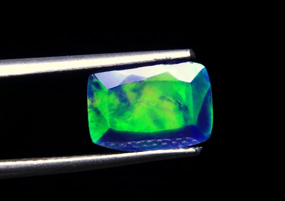 Genuine Black Opal Faceted Gemstone: 1.40 CT Green Fire Opal, Natural Rainbow Jewelry Birthstone