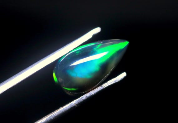 2.35 CT Pear Welo Opal Cabochon, Ethiopian Black Opal Gemstone