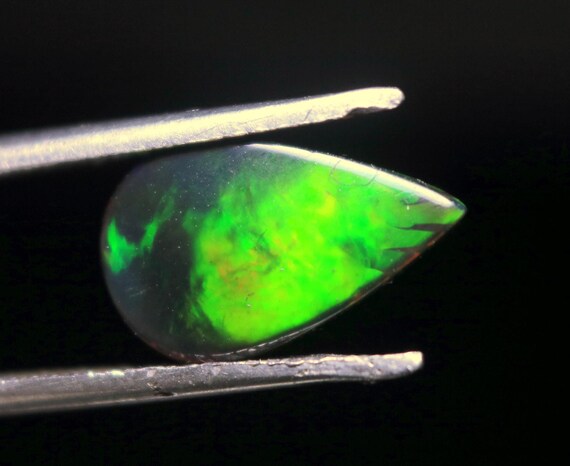 2.60 CT Ethiopian Opal Pear Cabochon: Multi-Fire Black Opal Gemstone