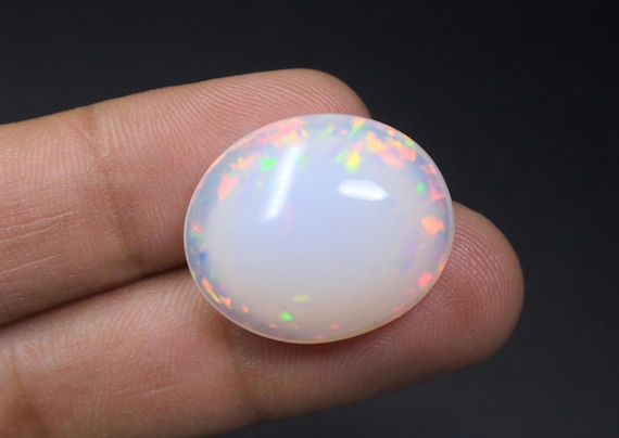 Natural White Ethiopian Opal Cabochon, 23.50 Carat Loose Opal Gemstone for Jewelry Making
