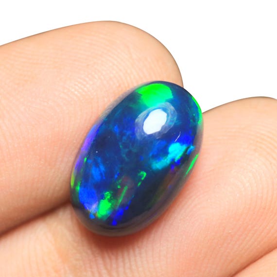 Natural Ethiopian Opal Cabochon, Blue Green Fire Gemstone For Jewelry (15x9.80x6 MM)
