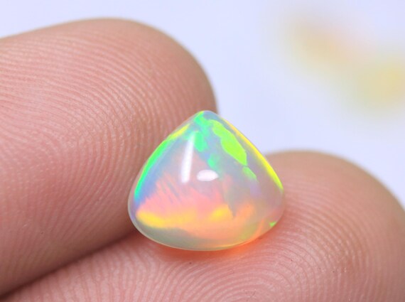 Healing Crystal Opal Heart Cabochon, Multicolor Ethiopian Opal Gemstone For Jewelry (1.80 Carat)