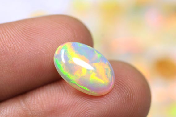 Ethiopian Fire Opal Cabochon, 2.70 Carat AAA++ Natural Rainbow Opal Loose Gemstone