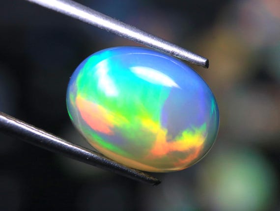 Welo Opal Gemstone, 2.20 CT Ethiopian Opal Cabochon, Multi Fire
