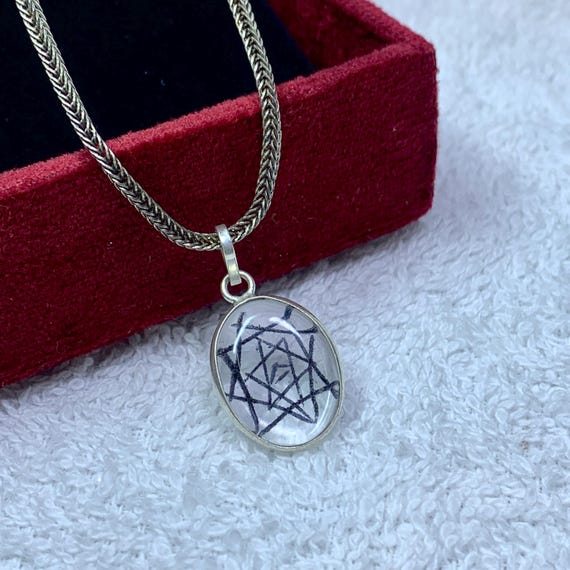Unique Clear Crystal 925 Sterling Silver Handmade Pendant, Oval Shape Gemstone Vintage Jewelry