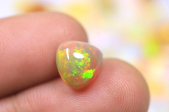Ethiopian Welo Opal Cabochon, 2.45 Carat AAA Grade Multi Fire Opal Loose Gemstone