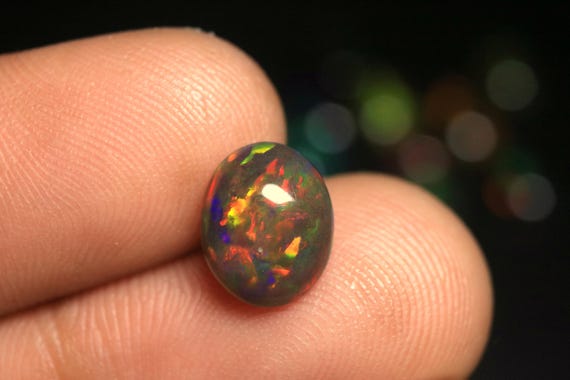 1.25 CT Rare Multi Fire Opal Gemstone, AAA Quality Genuine Oval Welo Opal Cabochon
