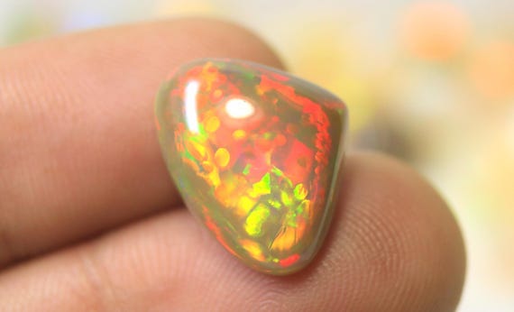 Natural Fire Honeycomb Ethiopian Opal Cabochon: 7.90 CT Brown Multi Flashy Opal Fancy Gemstone