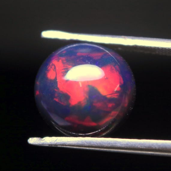 AAA Black Ethiopian Opal Cabochon, 4.00 CT Round Welo Opal