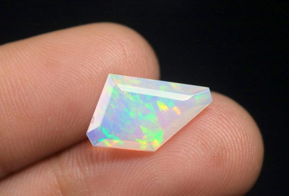 Faceted Ethiopian Fire Opal Gemstone: 2.90 CT Natural White Opal Loose Stone Jewelry Making