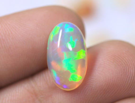 Genuine Opal Cabochon: 3.70 CT Natural Ethiopian Opal Loose Jewelry Gemstone, October Birthstone