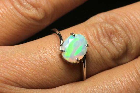 Ethiopian Fire Opal Ring: Oval Stone, Sterling Silver Jewelry
