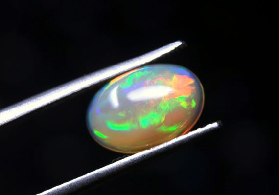 Ethiopian Welo Opal Loose Cabochon: Multi Flashy Gemstone For Jewelry (9.60x6.60x4 MM)