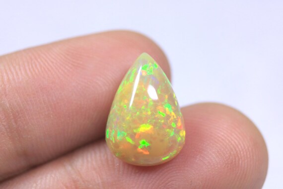 Pin Fire Opal Loose Cabochon: 5.75 Carat Natural Rare Ethiopian Yellow Opal Jewelry Gemstone