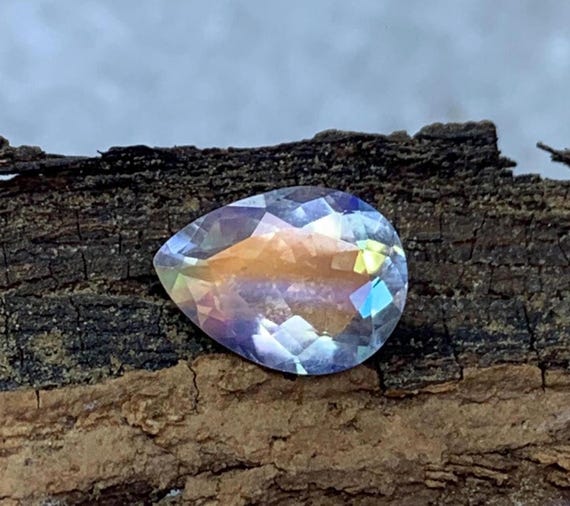 Natural Madagascar Moonstone Rainbow Flash Gemstone, AAA Quality, Loose Pear Stone, June Birthstone Gift
