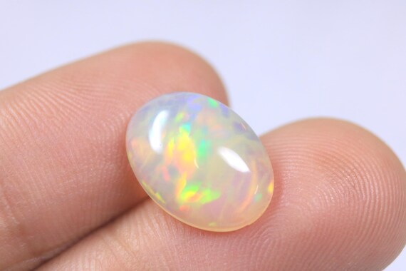Crystal Fire Unique Opal Loose Cabochon: 3.20 Carat Natural Rare Ethiopian Opal Jewelry Gemstone